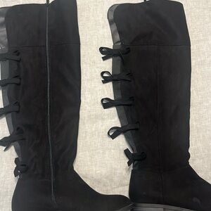 Torrid - 9.5WW - Black Over the Knee Boots With Bow Detail